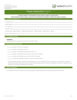 SelectHealth Group Application Medical