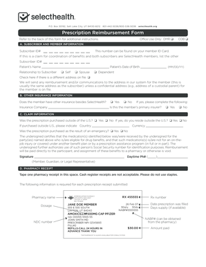 SelectHealth Prescription Reimbursement Form