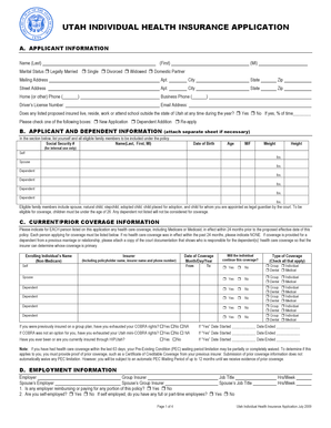 Utah Individual Health Insurance Application