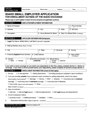 Idaho Small Employer Application
