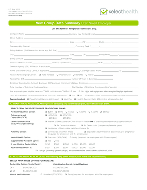 Utah Small Employer Health Insurance Application