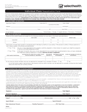 SelectHealth Individual Plans Reapplication Form