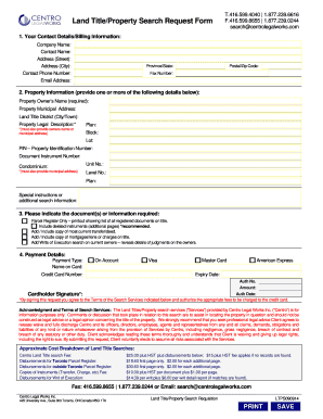 Land Title Property Search Request Form