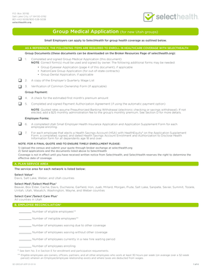 Utah Small Employer Group Medical Application