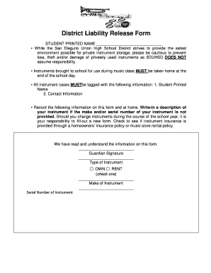 District Liability Release Form - San Dieguito Union High School ...