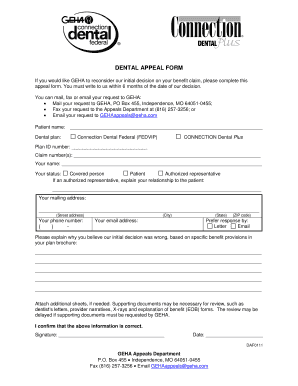 DENTAL APPEAL FORM Fill and Sign Printable Template Online DENTAL APPEAL FORM Fill and Sign Printable Template Online