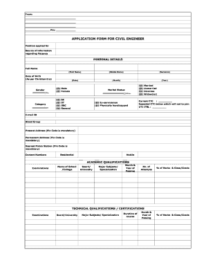 Civil Engineer Application Form
