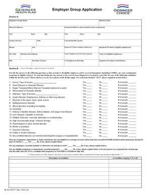 Employer Group Health Insurance Application