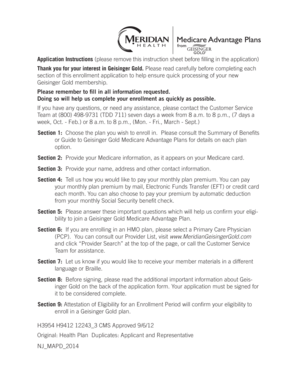 Geisinger Gold Medicare Advantage Enrollment Application