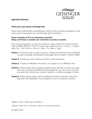 Geisinger Gold Medicare Advantage Enrollment Application