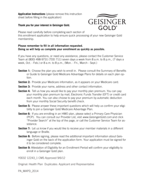 Geisinger Gold Medicare Advantage Enrollment Application