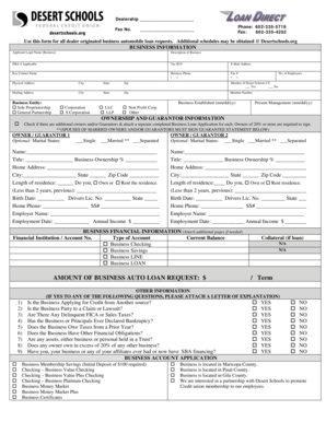 Business Auto Loan Application Form