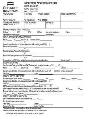 DME Network Pre-Certification Form