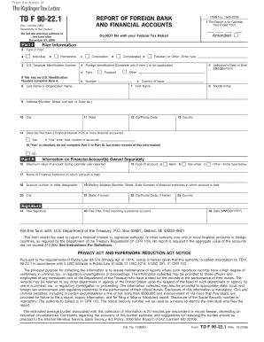Form TD F 90-22.1 Report of Foreign Bank Accounts