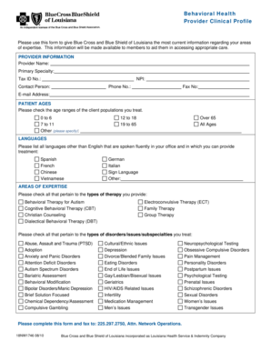 Behavioral Health Provider Clinical Profile