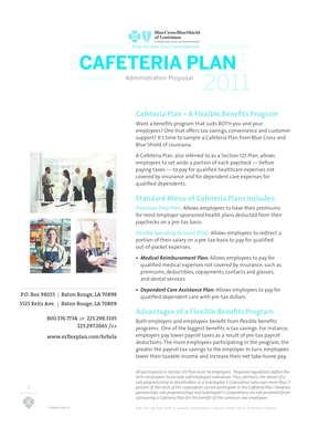 Cafeteria Plan A Flexible Benefits Program Standard Menu