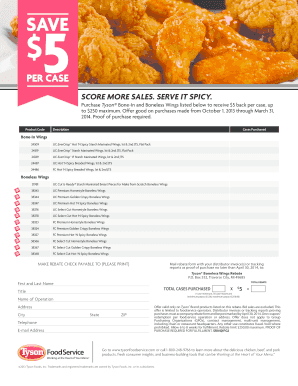 Tyson Boneless Wings Rebate Form