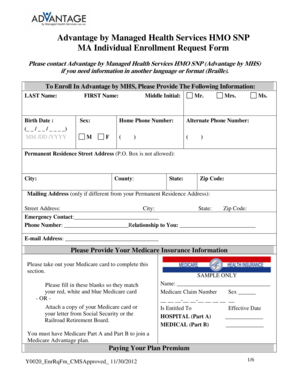 Advantage by MHS Medicare Advantage Enrollment Form