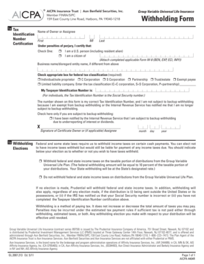 Group Variable Universal Life Insurance Withholding Form