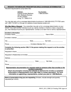 Medicare Prescription Drug Coverage Determination Request
