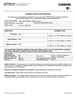 Business Credit Card Addendum