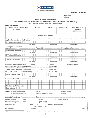Application Form for Inflation Indexed National Savings Security-Cumulative