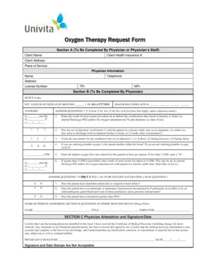 Oxygen Therapy Request Form