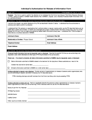 Individual Authorization for Release of Information Form