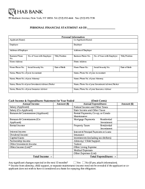 PERSONAL FINANCIAL STATEMENT AS OF - Habib American Bank