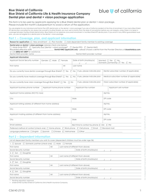 Blue Shield California Dental Plan Application