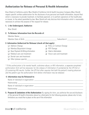 Authorization for Release of Personal & Health Information