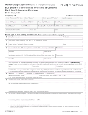 Blue Shield of California Master Group Application
