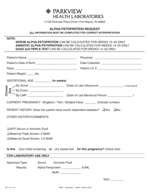 Alpha-Fetoprotein Request Form