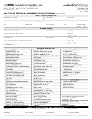 Molecular Genetics Lab Test Requisition Form