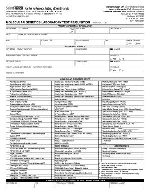 Molecular Genetics Lab Test Requisition Form