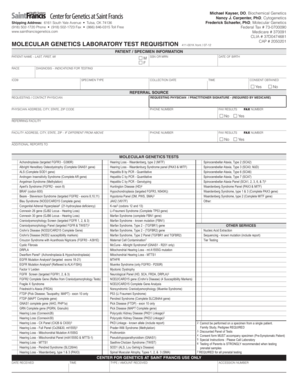 Molecular Genetics Lab Test Requisition