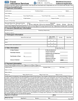 Worldmed Outbound Insurance Application Form