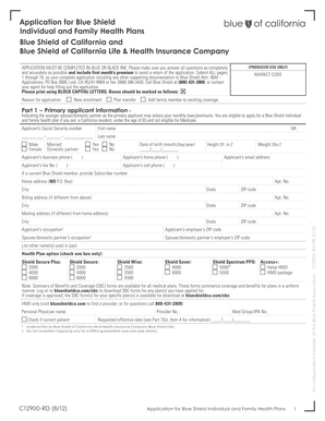 Blue Shield Individual and Family Health Plans Application