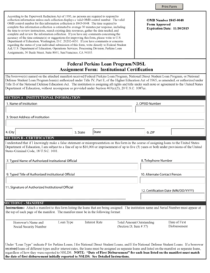 Federal Perkins Loan Assignment Form