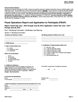 Fiscal Operations Report and Application to Participate (FISAP)