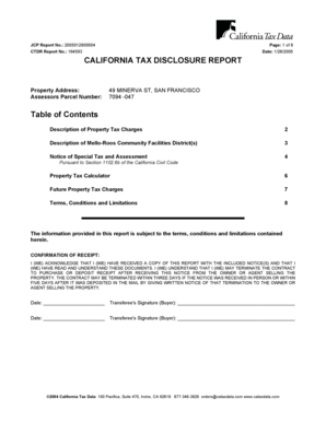 California Tax Disclosure Report