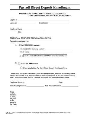 Payroll Direct Deposit Enrollment Form