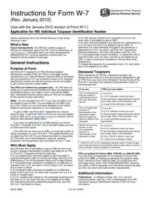 Form W-7 Application for IRS Individual Taxpayer Identification Number