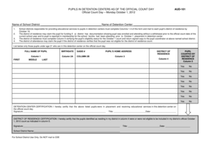 Pupils in Detention Centers Count Form