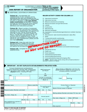 Form NC-99003 Report of Organization