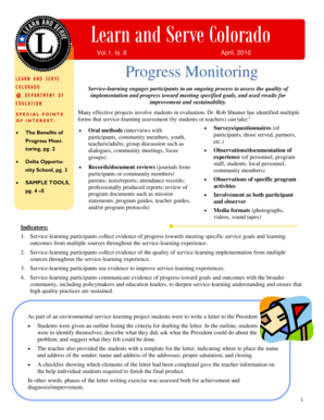 Service-Learning Progress Monitoring Guide