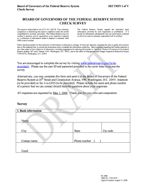 Federal Reserve Check Survey Form FR 3080