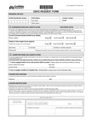 OSHC Visa Length Cover Request Form