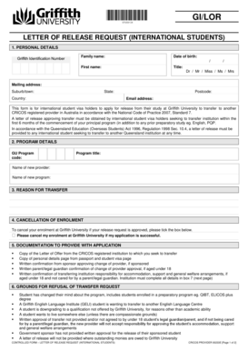 Letter of Release Request for International Students