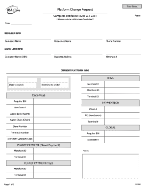 Platform Change Request Form